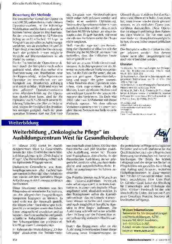 Vorschauseite 4: Die Operation nach NUSS - Eine neue Methode zur Korrektur der Trichterbrust im Kindesalter