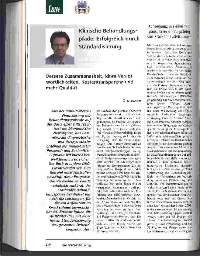Vorschauseite 1: Klinische Behandlungspfade: Erfoglreich durch Standardisierung Bessere Zusammenarbeit, klare Verantwortlichkeit, Kostentransparenz und mehr Qualität