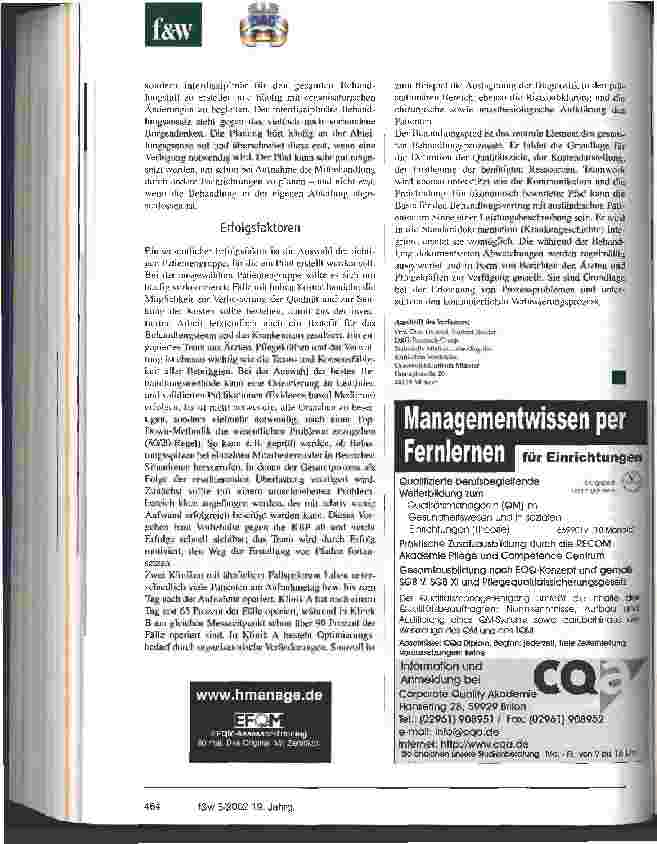 Vorschauseite 3: Klinische Behandlungspfade: Erfoglreich durch Standardisierung Bessere Zusammenarbeit, klare Verantwortlichkeit, Kostentransparenz und mehr Qualität