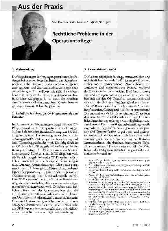 Vorschauseite 1: Rechtliche Probleme in der Operationspflege