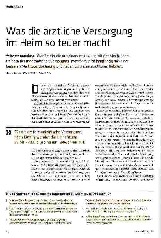 Vorschauseite 1: Was die ärztliche Versorgung im Heim so teuer macht