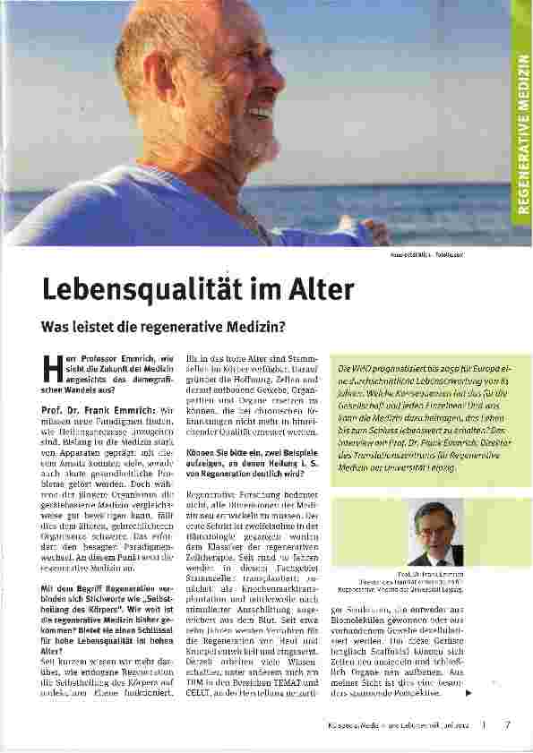Vorschauseite 1: Lebensqualität im AlterWas leistet die regenerative Medizin?