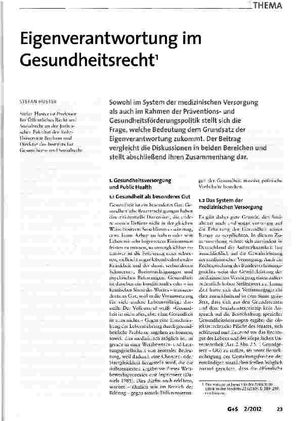 Vorschauseite 1: Eigenverantwortung im Gesundheitsrecht