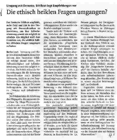 Vorschauseite 1: Die ethisch heiklen Fragen umgangen?