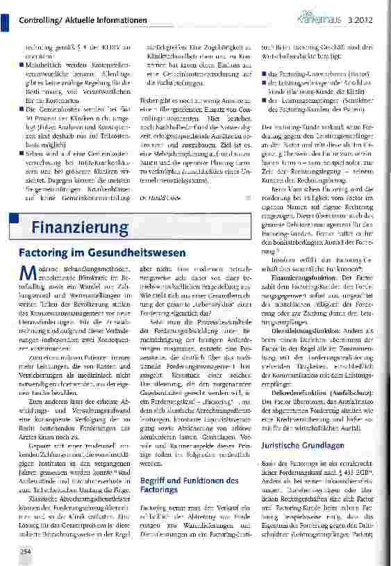 Vorschauseite 1: Factoring im Gesundheitswesen