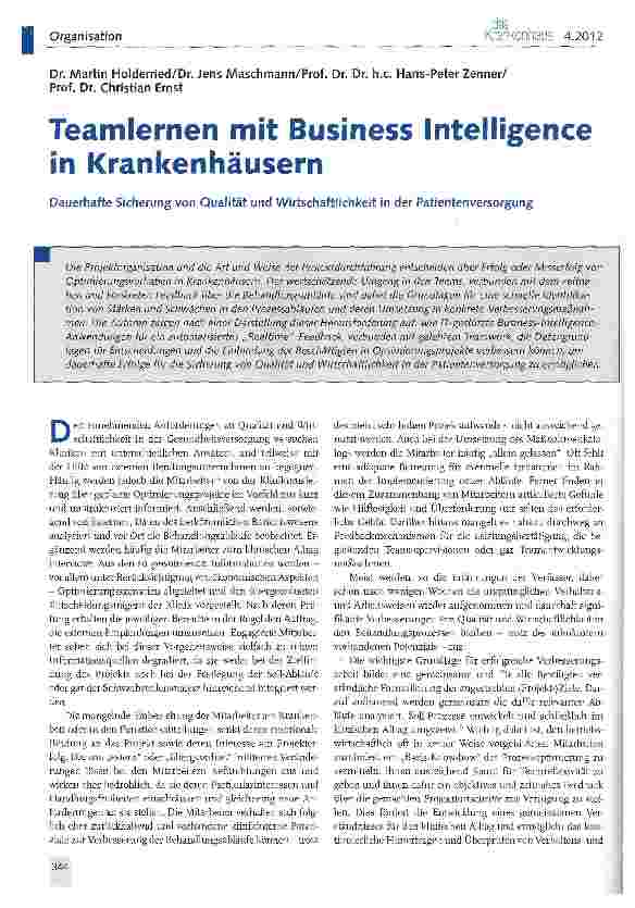 Vorschauseite 1: Teamlernen mit Business Intelligence in Krankenhäusern