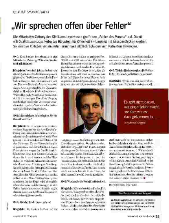 Vorschauseite 1: „Wir sprechen offen über Fehler