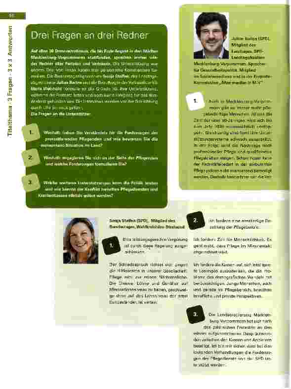 Vorschauseite 1: Drei Fragen an drei Redner