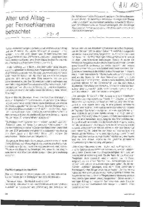 Vorschauseite 1: Alter und Alltag - per Fernsehkamera betrachtet
