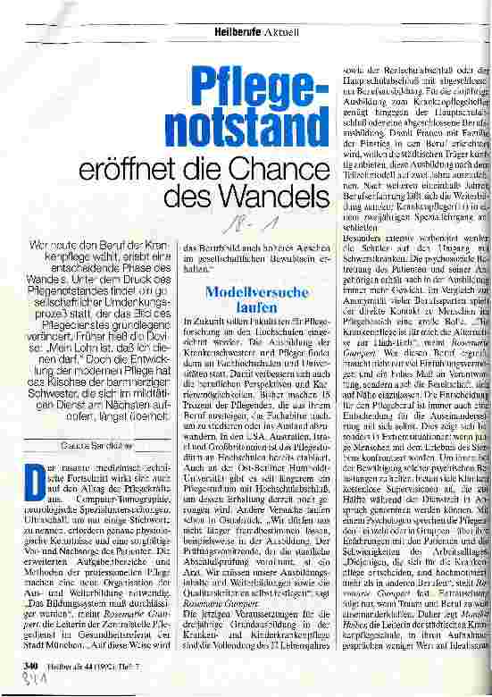 Vorschauseite 1: Pflegenotstand eröffnet die Chance des Wandels