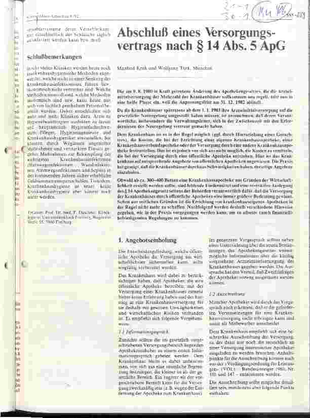 Vorschauseite 1: Abschluß eines Versorgungsvertrags nach Paragraph 14 Abs. 5 ApG
