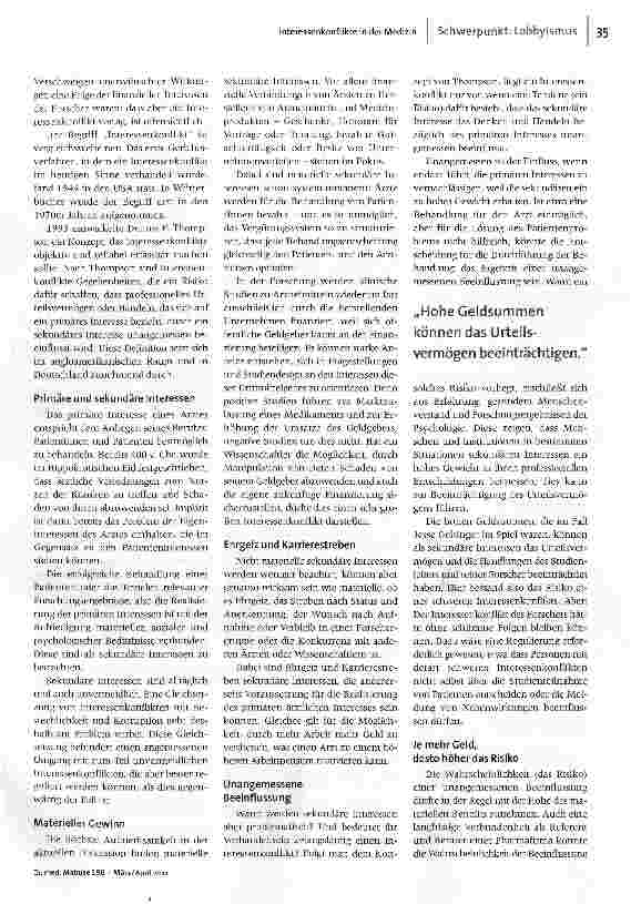 Vorschauseite 2: Interessenkonflikte in der Medizin