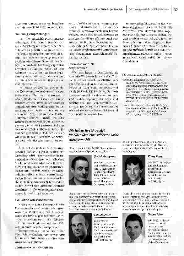 Vorschauseite 4: Interessenkonflikte in der Medizin