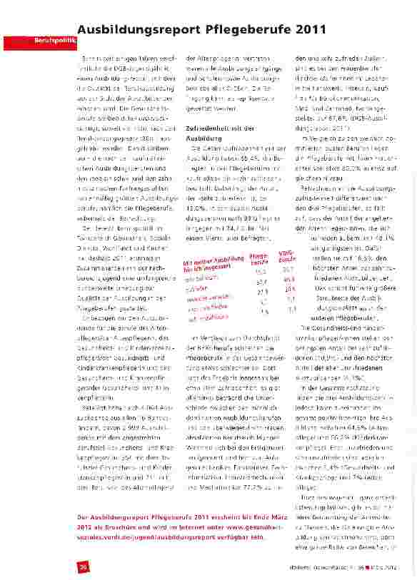 Vorschauseite 1: Ausbildungsreport Pflegeberufe 2011