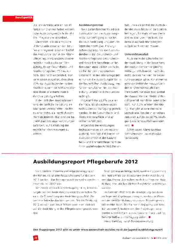 Vorschauseite 3: Ausbildungsreport Pflegeberufe 2011