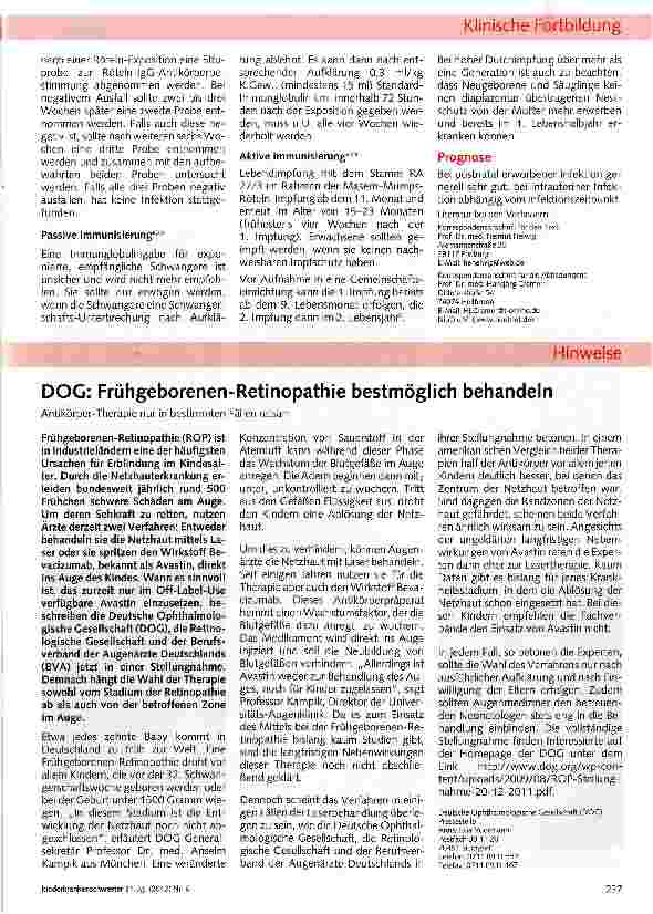 Vorschauseite 4: Röteln. Elimination - fast erreicht!