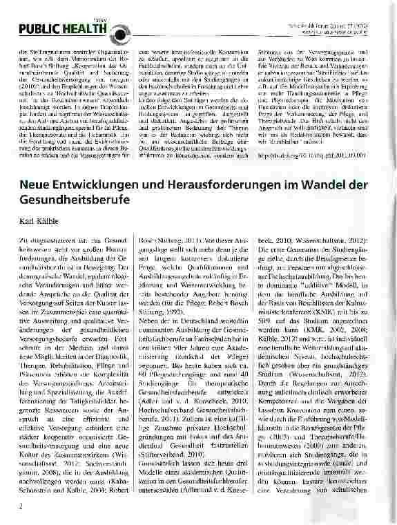 Vorschauseite 1: Neue Entwicklungen und Herausforderungen im Wandel der Gesundheitsberufe