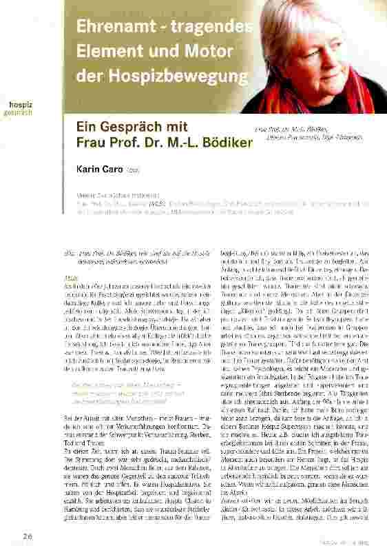 Vorschauseite 1: Ehremanttragendes Element und Motor der Hospizbewegung