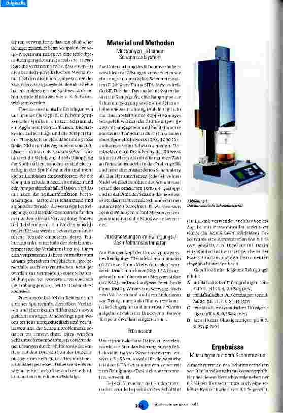Vorschauseite 2: Schaumentwicklung - Einfluss auf die Spüulmechanik und Konsequenzen für maschinelle Verfahren