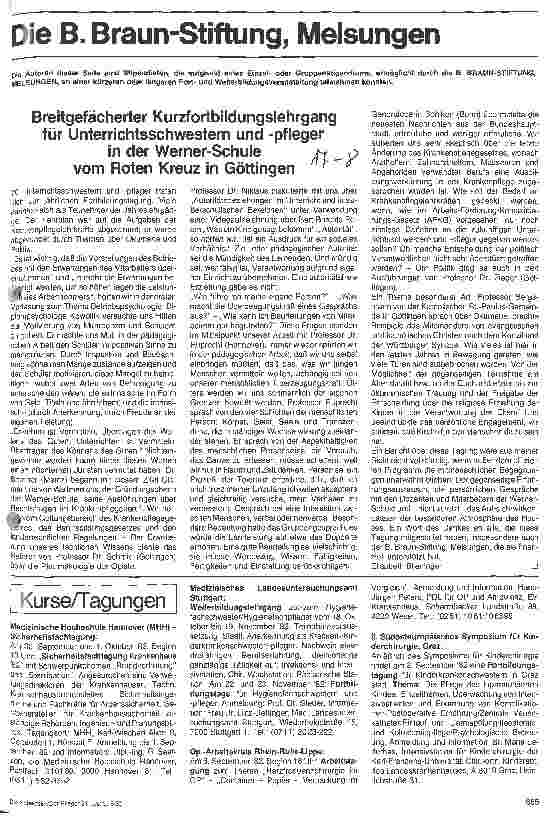 Vorschauseite 1: Kurzfortbildungslehrgang für Unterrichtsschwestern und -pfleger