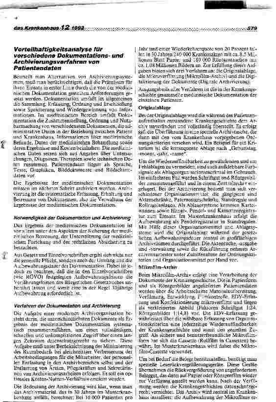 Vorschauseite 2: Dokumentation und Archivierung von Patientendaten Eine Vorteilhaftigkeitsanalyse
