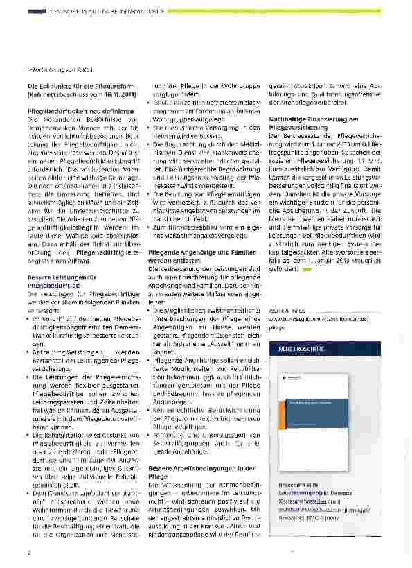 Vorschauseite 2: Die Pflegereform kommt