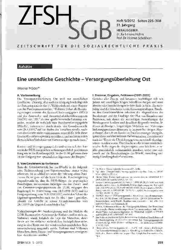 Vorschauseite 1: Eine unendliche Geschichte -Versorgungsüberleitung Ost