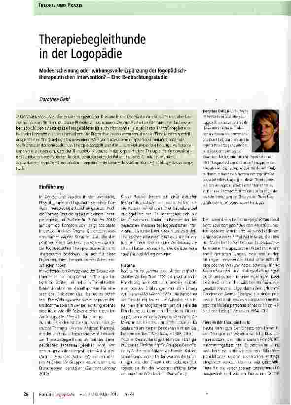 Vorschauseite 1: Therapiebegleithunde in der Logopädie