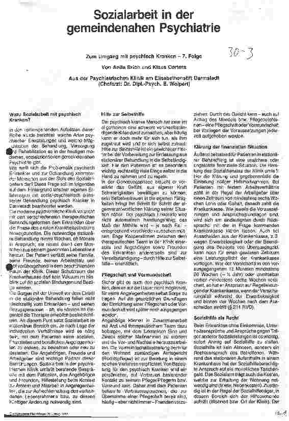 Vorschauseite 1: Sozialarbeit in der gemeindenahen Psychiatrie Zum Umgang mit psychischen Krankenen - 7. Folge
