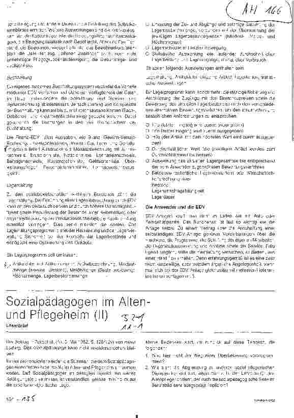 Vorschauseite 1: Sozialpädagogen im Altenund Pflegeheim (II) Leserbrief
