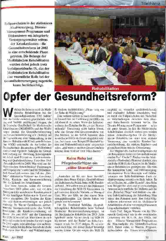 Vorschauseite 1: Opfer der Gesundheitsreform?