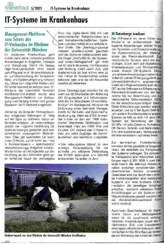 Vorschauseite 1: Management-Plattform zum Schutz des IT-Verbundes im Klinikum der Universität München