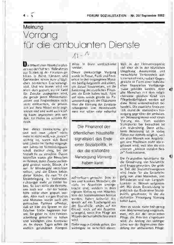Vorschauseite 1: Vorrang für die ambulanten Dienste