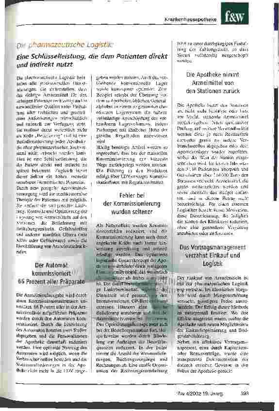 Vorschauseite 3: Die Krankenhaus-Apotheke ist mehr wert als sie kostet
