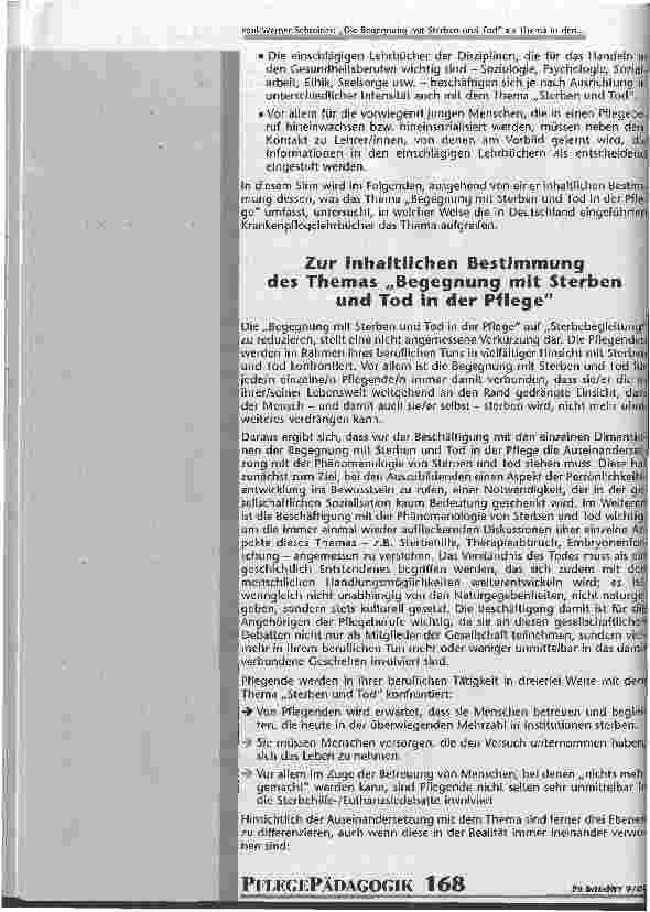 Vorschauseite 3: Die Begegnung mit Sterben und Tod als Thema in den Lehrbüchern der Pflegeberufe