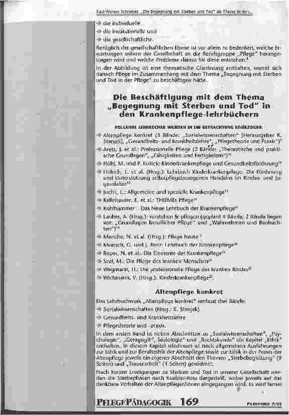 Vorschauseite 4: Die Begegnung mit Sterben und Tod als Thema in den Lehrbüchern der Pflegeberufe
