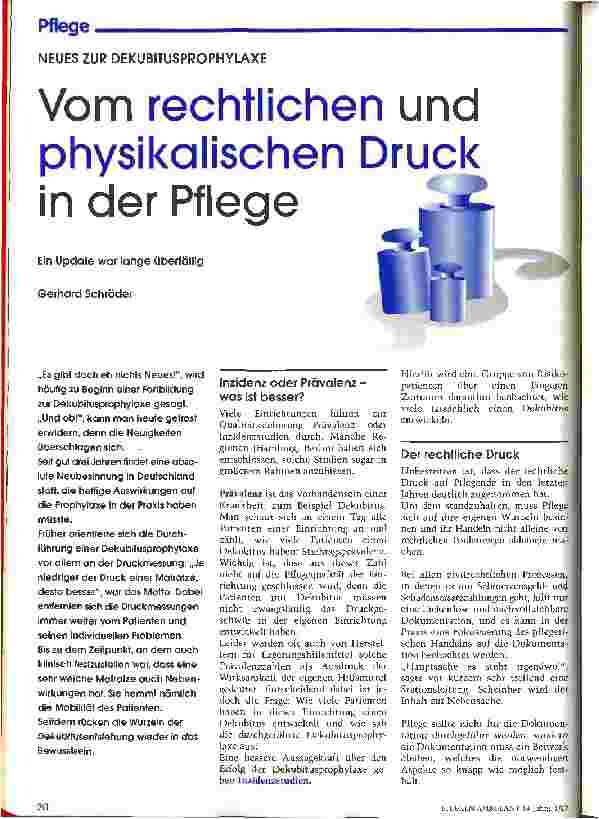 Vorschauseite 1: Vom rechtlichen und physikalischen Druck in der Pflege