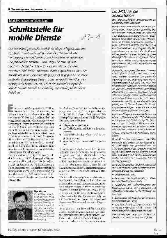 Vorschauseite 1: Schnittstelle für mobile Dienste Modellvorhaben im Trierer Land