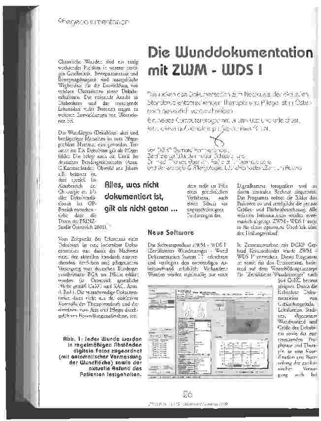 Vorschauseite 1: Die Wunddokumentation mit ZWM - WDS I