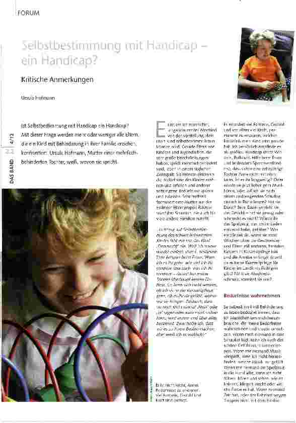 Vorschauseite 1: Selbstbestimmung mit Handicapein Handicap?
