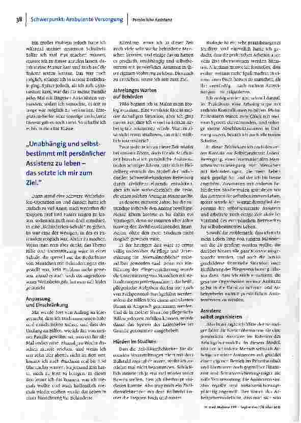 Vorschauseite 2: Pionierarbeit für ein selbstbestimmtes Leben