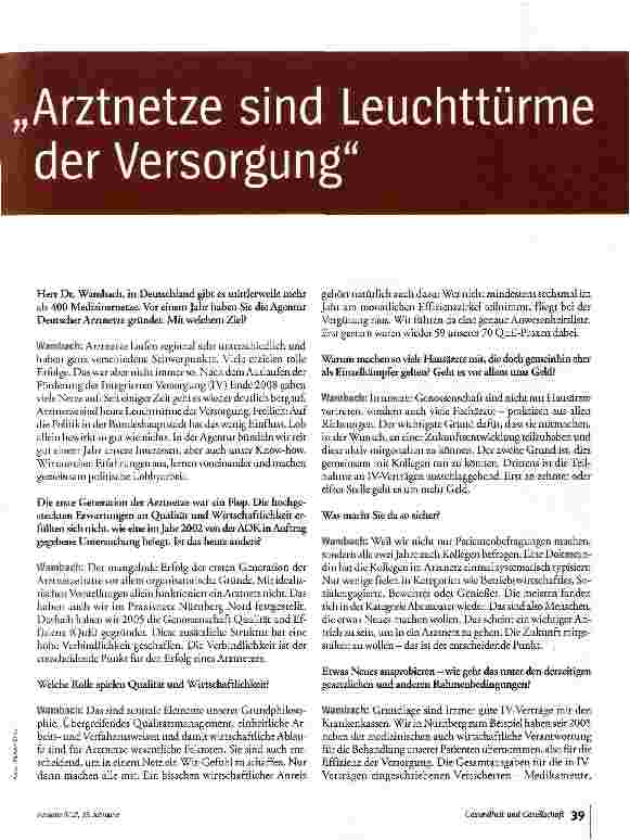 Vorschauseite 2: Arztnetze sind Leuchttürme der Versorgung