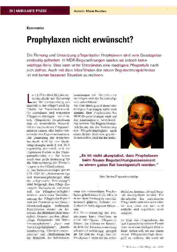 Vorschauseite 1: Prophylaxen nicht erwünscht?