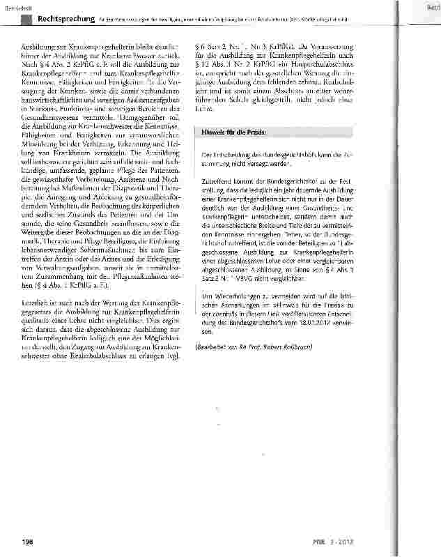 Vorschauseite 4: Zu den Voraussetzungen der Bewilligung einer erhöhten Vergütung für einen Berufsbetreuer (hier: Krankenpflegehelferin)