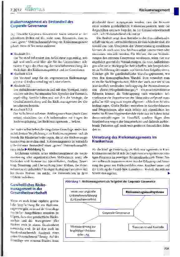 Vorschauseite 2: Corporate Governance und konzeptionelle Grundlagen eines Risikomanagementsystems in Krankenhäusern