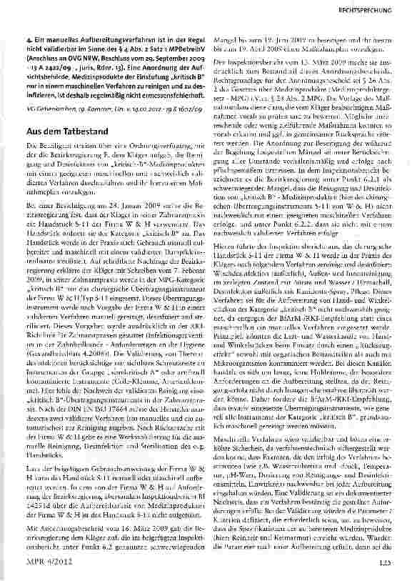 Vorschauseite 2: Manuelle Aufbereitungsverfahren sind in der Regel nicht validierbar im Sinne des § 4 Abs. 2 Satz 1 MPBetreibV§ 28 Abs. 2 S. 1 MPG, § 4 Abs. 2 S. i u. 3 MPBetreibV