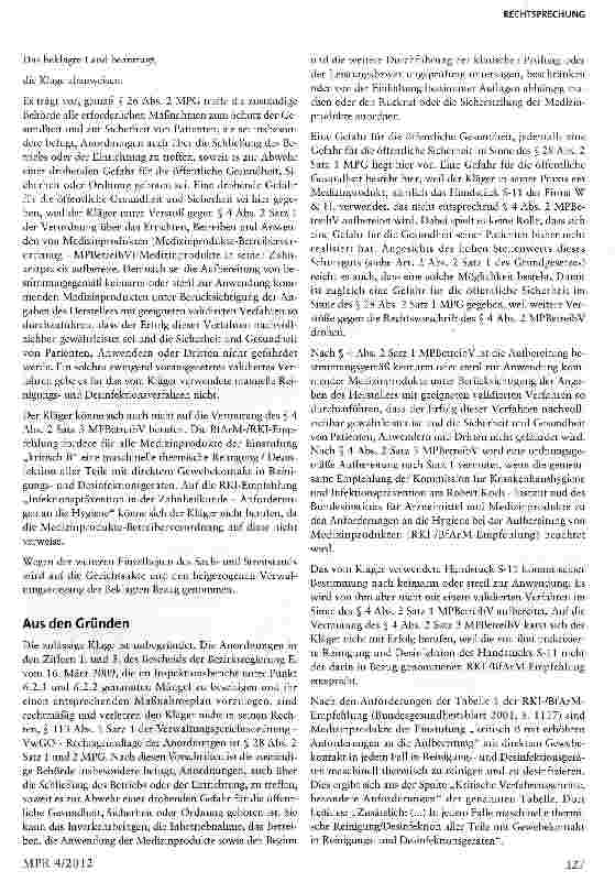 Vorschauseite 4: Manuelle Aufbereitungsverfahren sind in der Regel nicht validierbar im Sinne des § 4 Abs. 2 Satz 1 MPBetreibV§ 28 Abs. 2 S. 1 MPG, § 4 Abs. 2 S. i u. 3 MPBetreibV