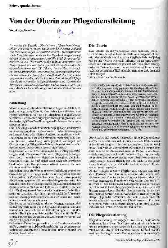 Vorschauseite 1: Von der Oberin zur Pflegedienstleitung