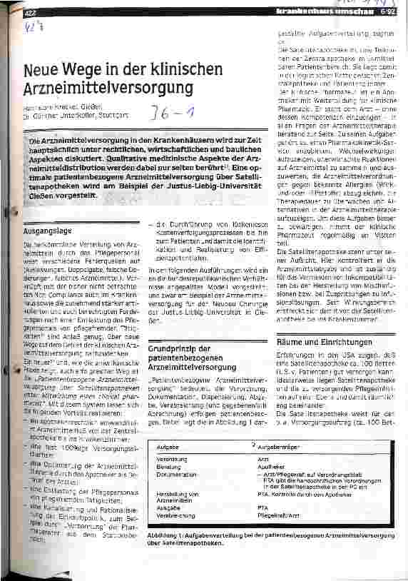 Vorschauseite 1: Neue Wege in der klinischen Arzneimittelversorgung