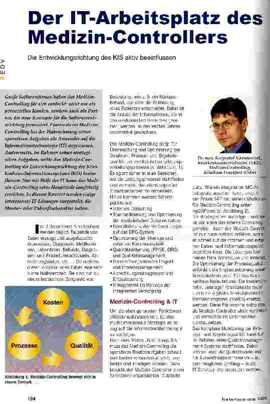 Vorschauseite 1: Der IT-Arbeitsplatz des Medizin-Controllers Die Entwicklungsrichtung des KIS aktiv beeinflussen